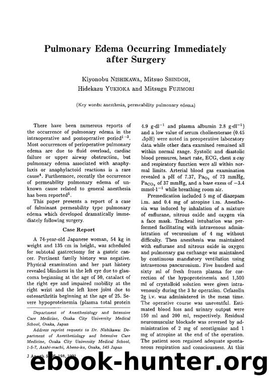 Pulmonary edema occurring immediately after surgery by Unknown