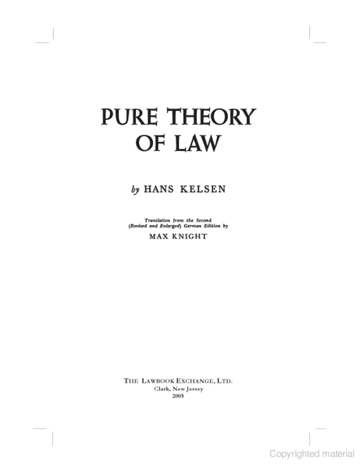 Pure Theory of Law by Hans Kelsen