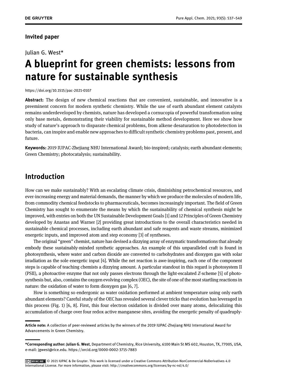 Pure and Applied Chemistry by Julian G.West