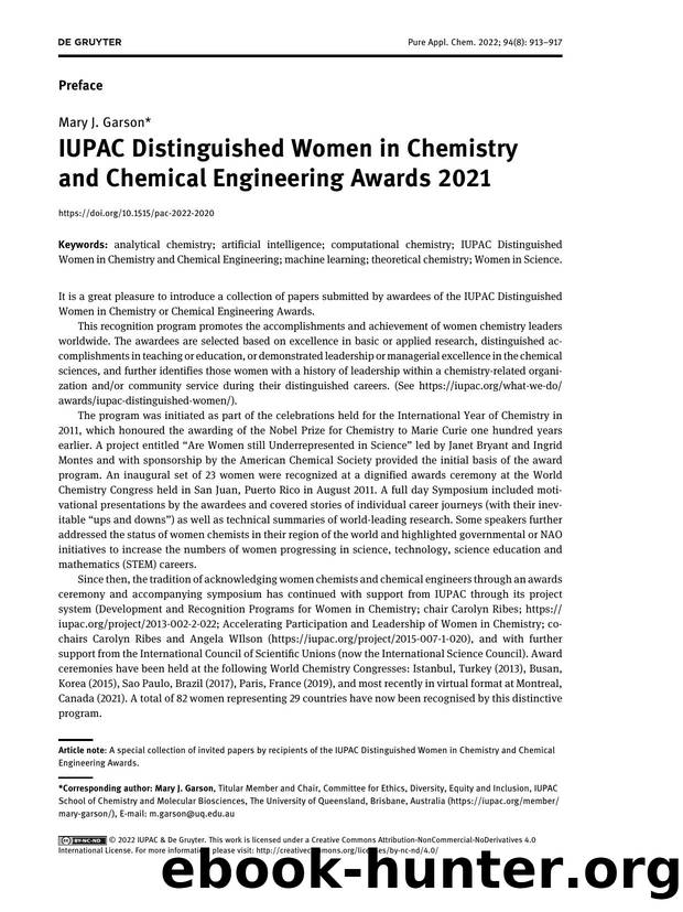 Pure and Applied Chemistry by Mary J.Garson