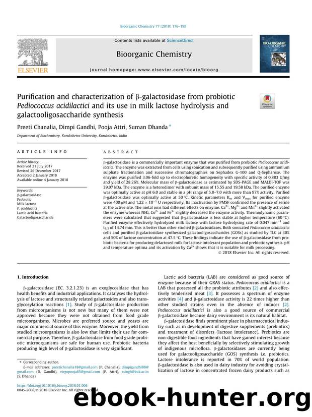 Purification and characterization of ÃÂ²-galactosidase from probiotic Pediococcus acidilactici and its use in milk lactose hydrolysis and galactooligosaccharide synthesis by Preeti Chanalia & Dimpi Gandhi & Pooja Attri & Suman Dhanda