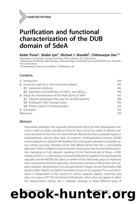 Purification and functional characterization of the DUB domain of SdeA by Kedar Puvar & Shalini Iyer & Michael J. Sheedlo & Chittaranjan Das