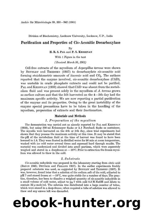 Purification and properties of cis-aconitic decarboxylase by Unknown