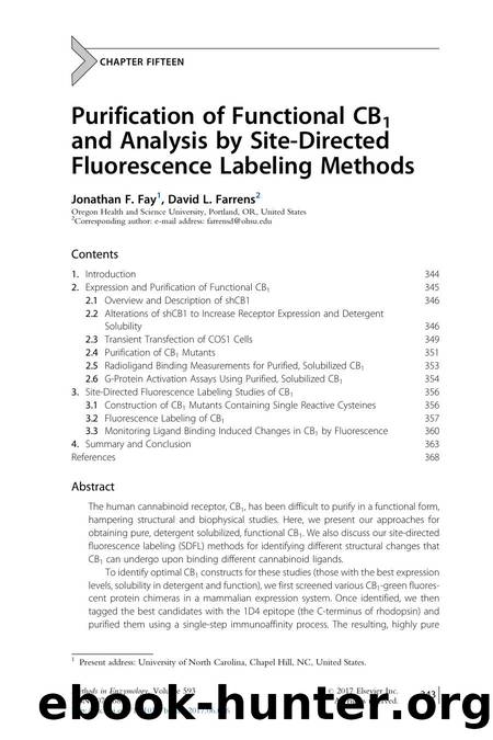 Purification of Functional CB1 and Analysis by Site-Directed Fluorescence Labeling Methods by Jonathan F. Fay & David L. Farrens