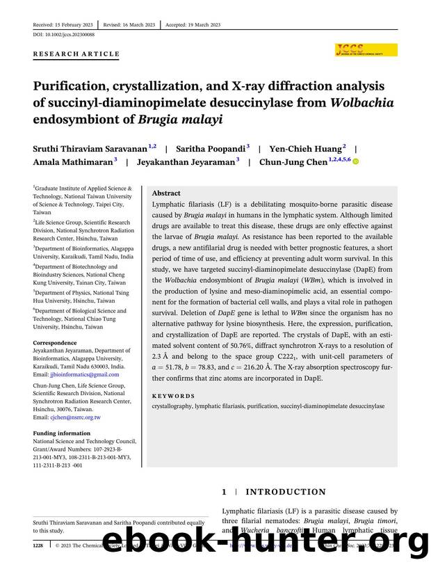 Purification, crystallization and Xâray diffraction analysis of succinylâdiaminopimelate desuccinylase from Wolbachia endosymbiont of Brugia malayi by Unknown