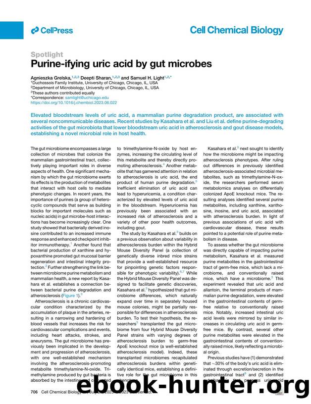 Purine-ifying uric acid by gut microbes by Agnieszka Grelska & Deepti Sharan & Samuel H. Light