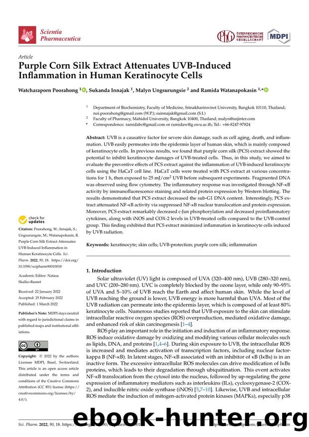 Purple Corn Silk Extract Attenuates UVB-Induced Inflammation in Human Keratinocyte Cells by Watcharaporn Poorahong Sukanda Innajak Malyn Ungsurungsie & Ramida Watanapokasin