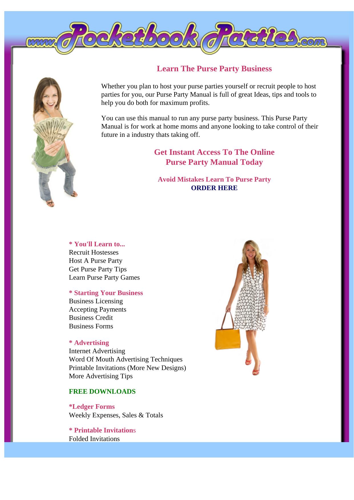 Purse Party Manual - Instructions On Hosting Purse Partyies. by Best of Kuszter's Collection