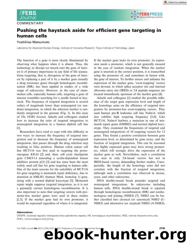 Pushing the haystack aside for efficient gene targeting in human cells by Unknown