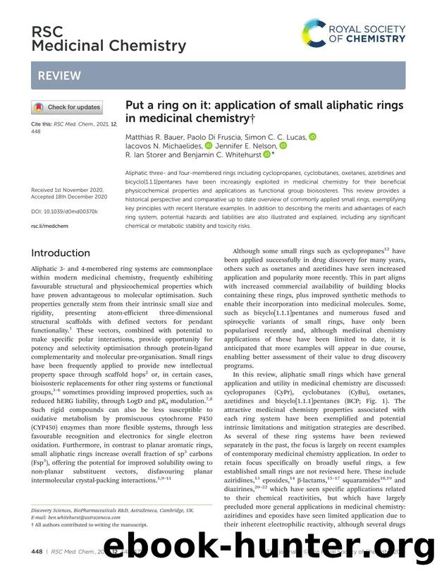 Put a ring on it: application of small aliphatic rings in medicinal chemistry by unknow