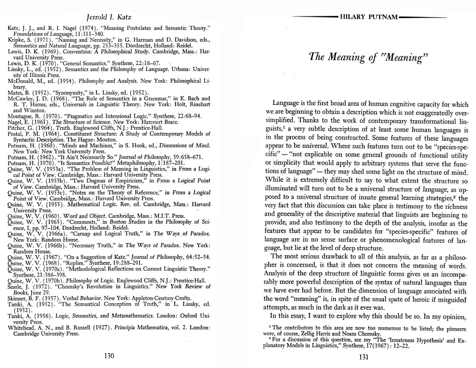 Putnam the meaning of meaning by Unknown