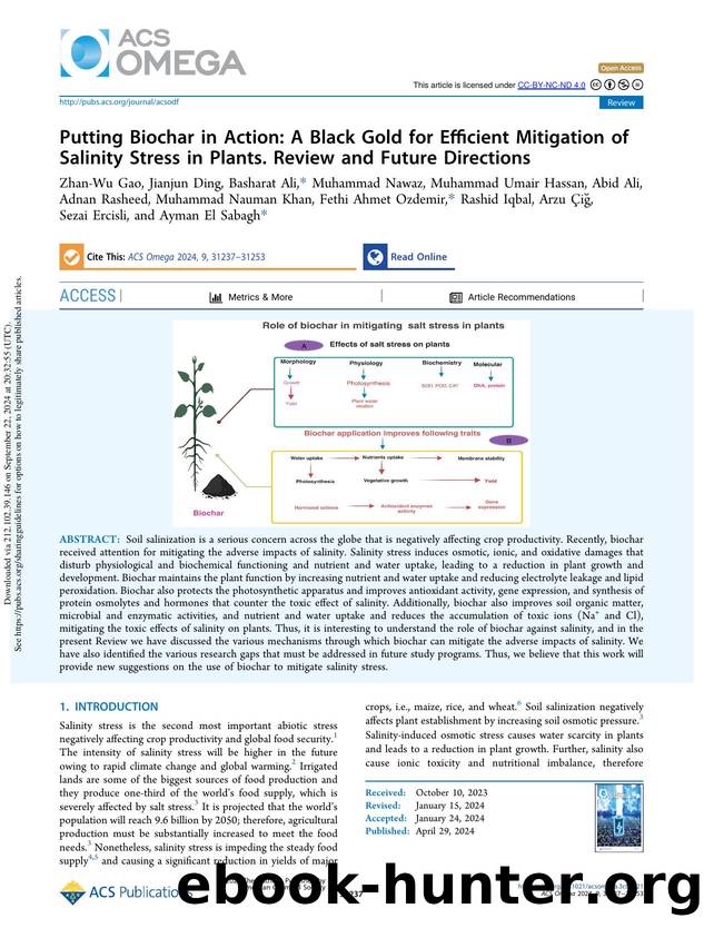 Putting Biochar in Action: A Black Gold for Efficient Mitigation of Salinity Stress in Plants. Review and Future Directions by unknow