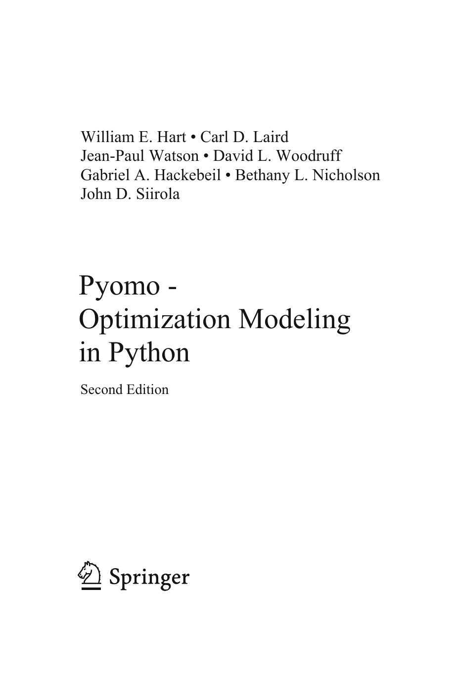 Pyomo - Optimization Modeling in Python by unknow