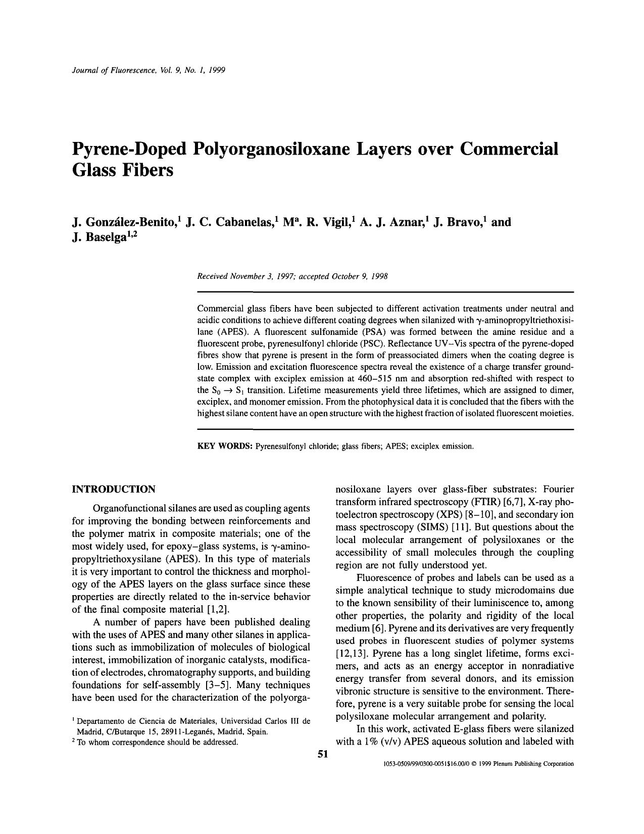 Pyrene-Doped Polyorganosiloxane Layers over Commercial Glass Fibers by Unknown
