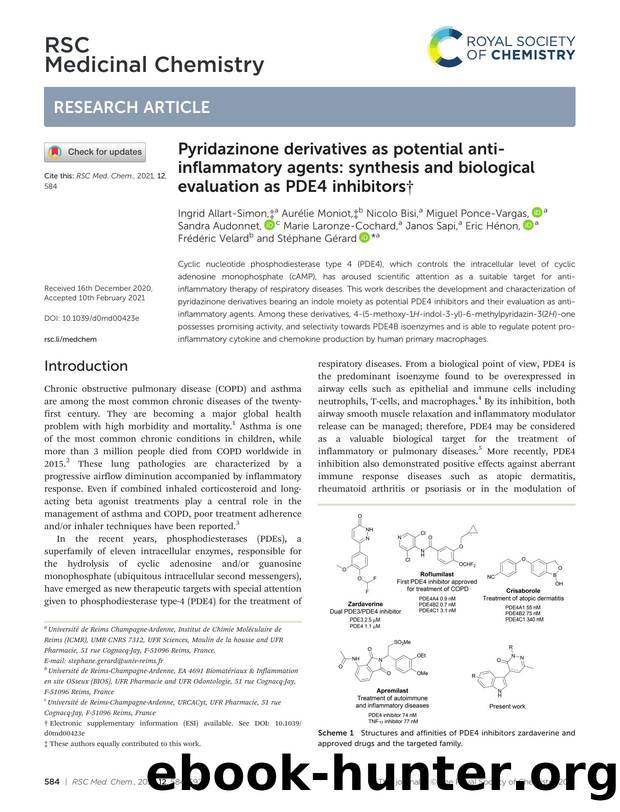 Pyridazinone derivatives as potential anti-inflammatory agents: synthesis and biological evaluation as PDE4 inhibitors by unknow