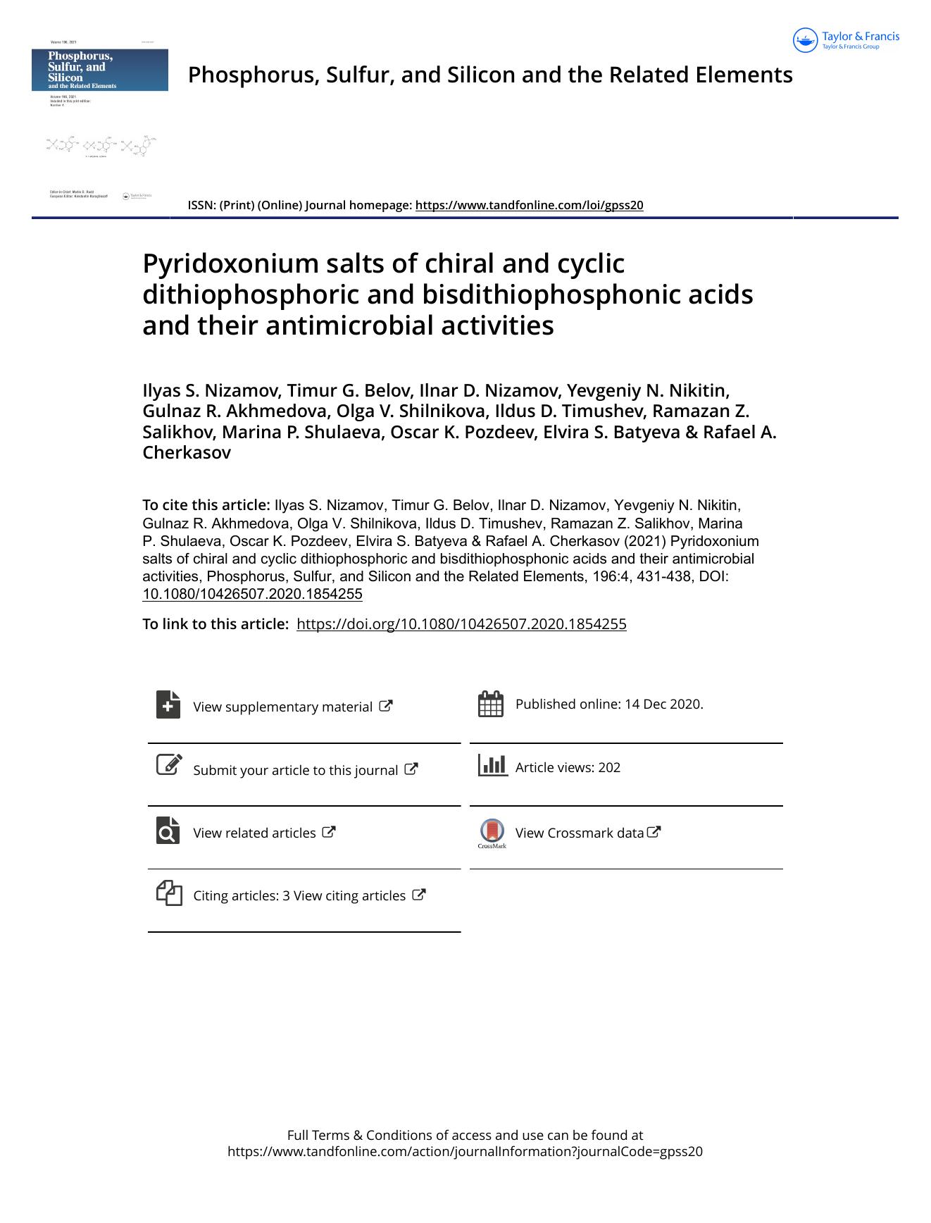 Pyridoxonium salts of chiral and cyclic dithiophosphoric and bisdithiophosphonic acids and their antimicrobial activities by unknow