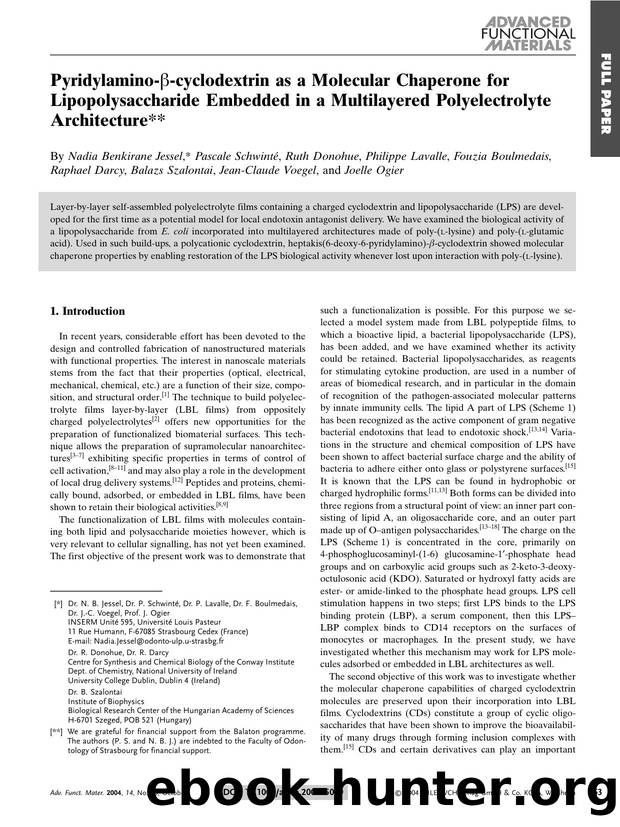 Pyridylamino-[beta]-cyclodextrin as a Molecular Chaperone for Lipopolysaccharide Embedded in a Multilayered Polyelectrolyte Architecture by Unknown