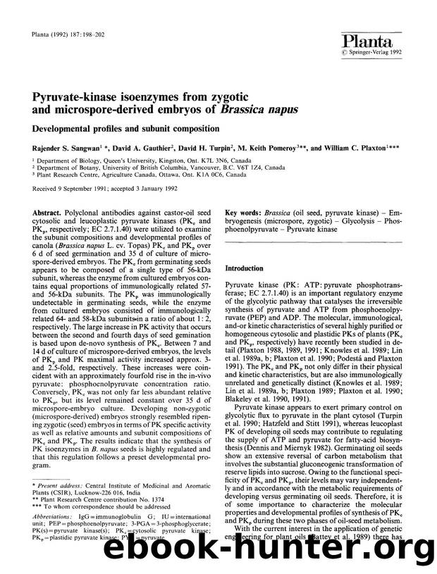 Pyruvate-kinase isoenzymes from zygotic and microspore-derived embryos of <Emphasis Type="Italic">Brassica napus<Emphasis> by Unknown