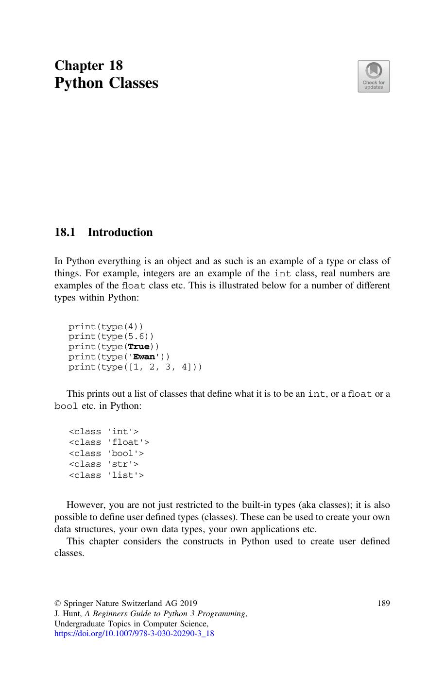 Python Classes by John Hunt