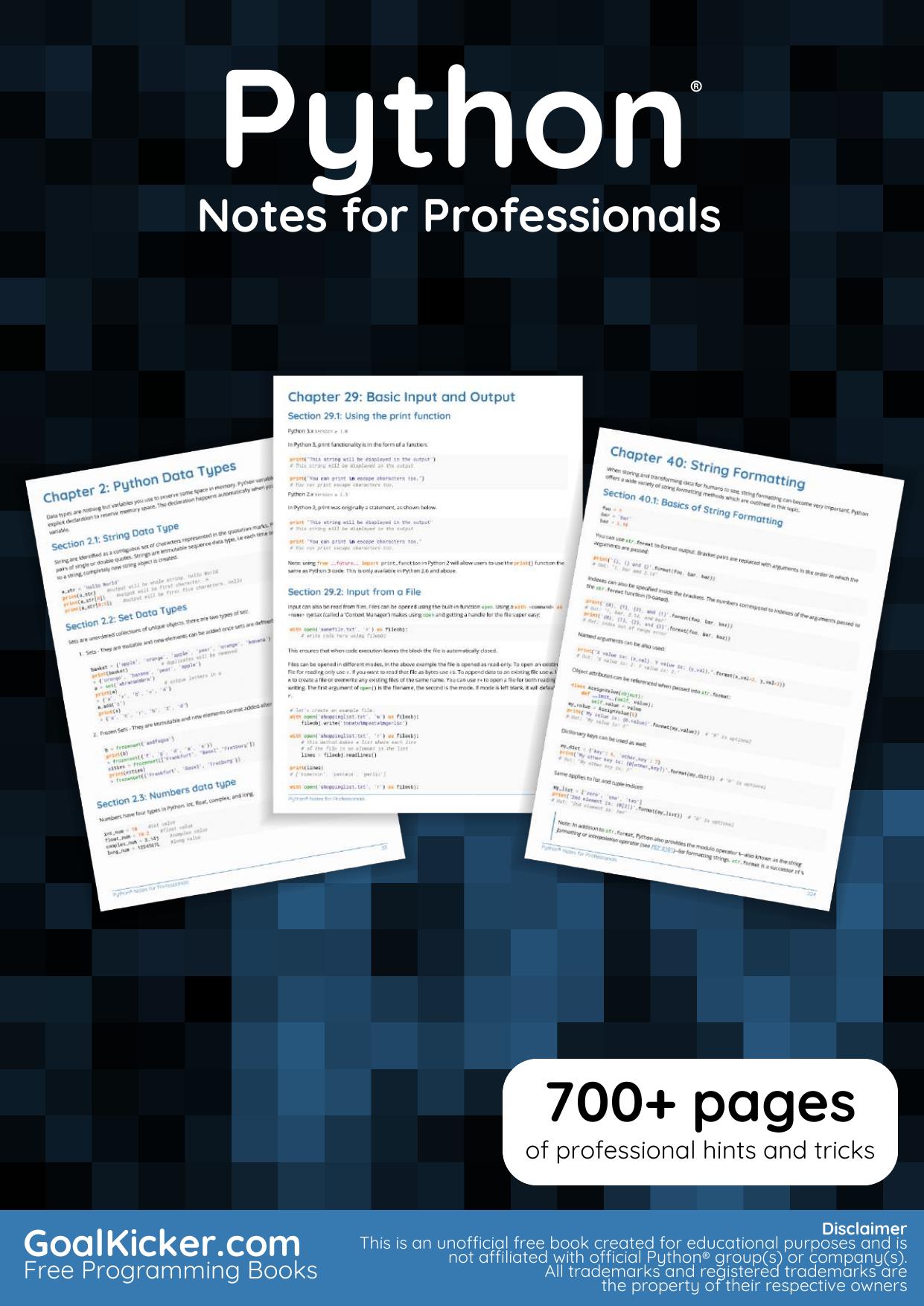 Python Notes for Professionals by Goal Kicker