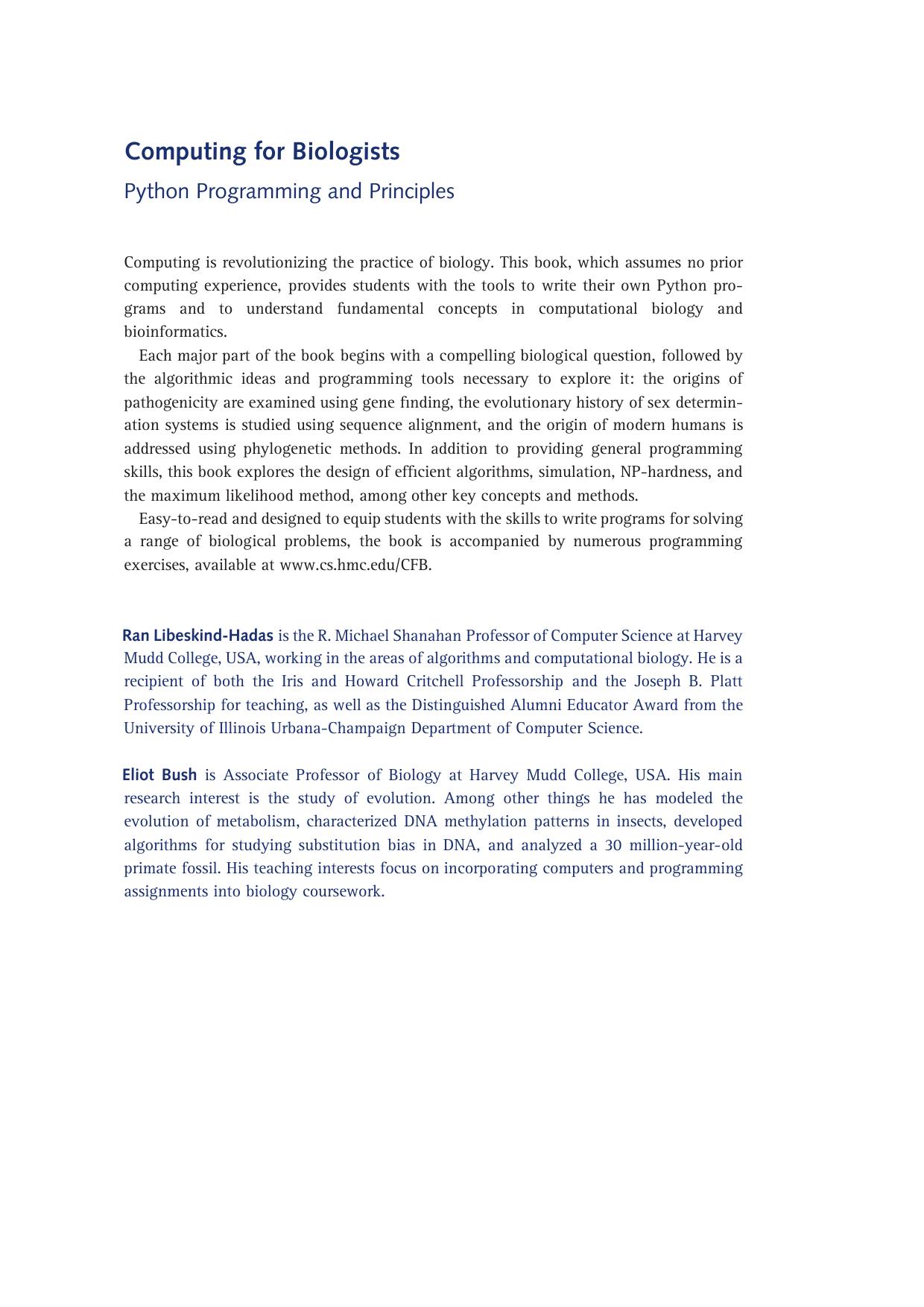 Python Programming And Principles Ran Libeskind Hadas Elig For Biologists Cambridge University Press by Unknown