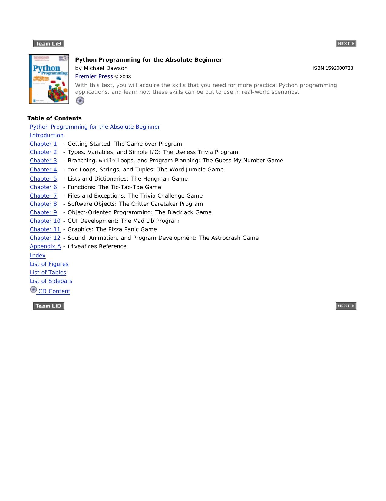 Python Programming For The Absolute Beginner by Unknown