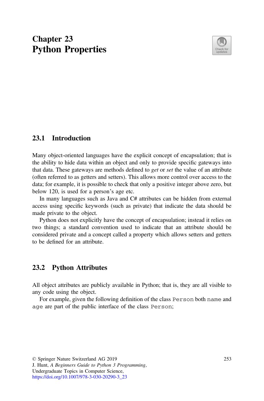 Python Properties by John Hunt