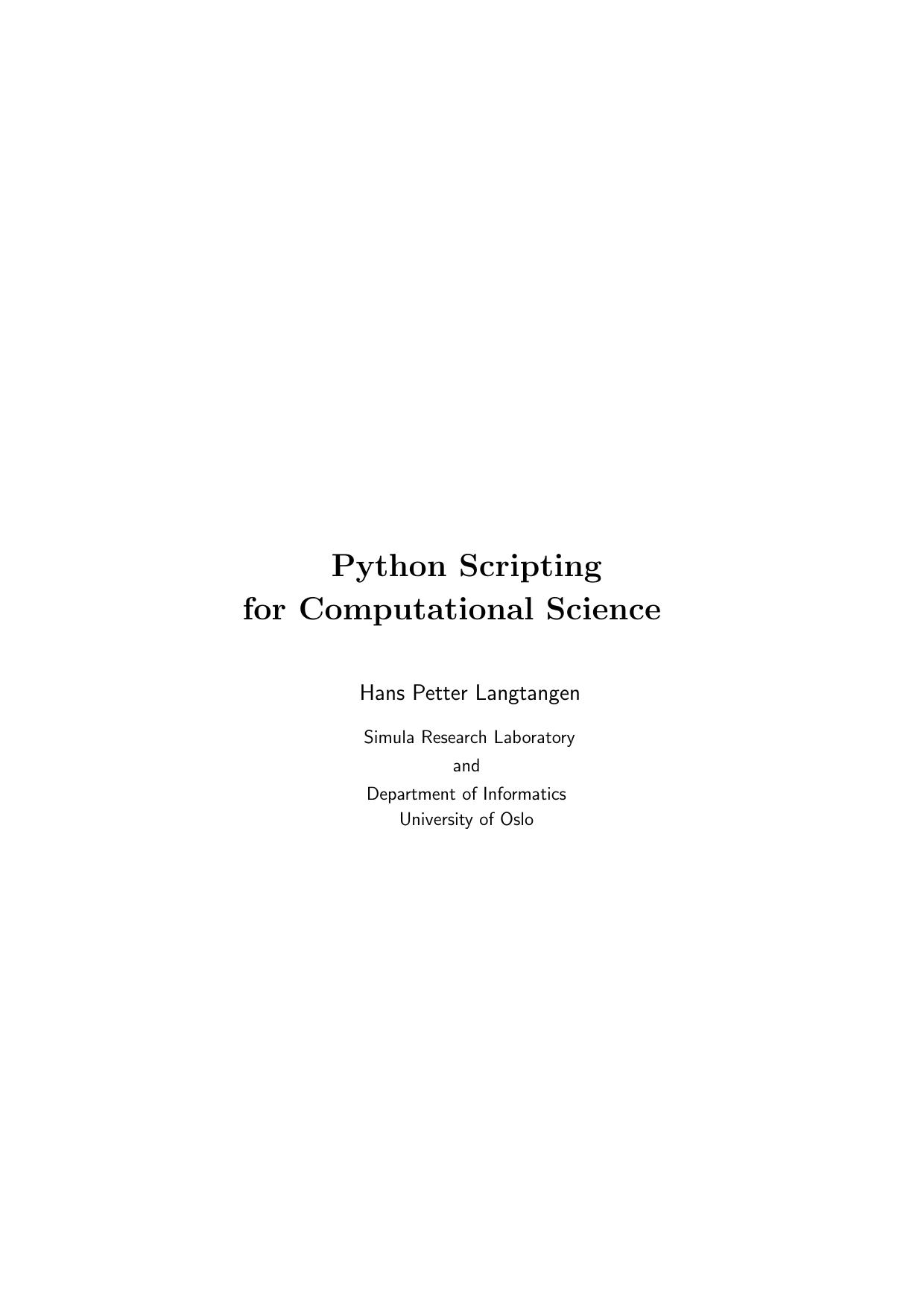 Python Scripting for Computational Science by Hans Petter Langtangen