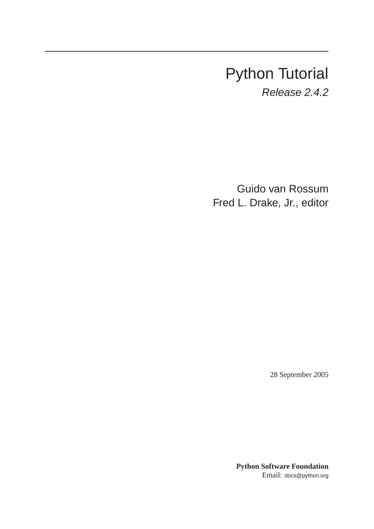 Python Tutotial by Van Rossum G. Drake F.L. (eds.)