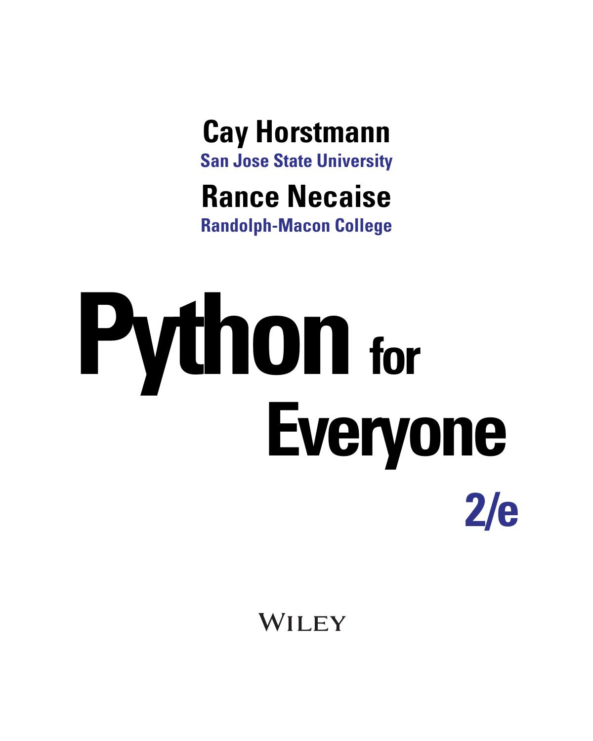 Python for Everyone by Cay Horstmann Rance Necaise