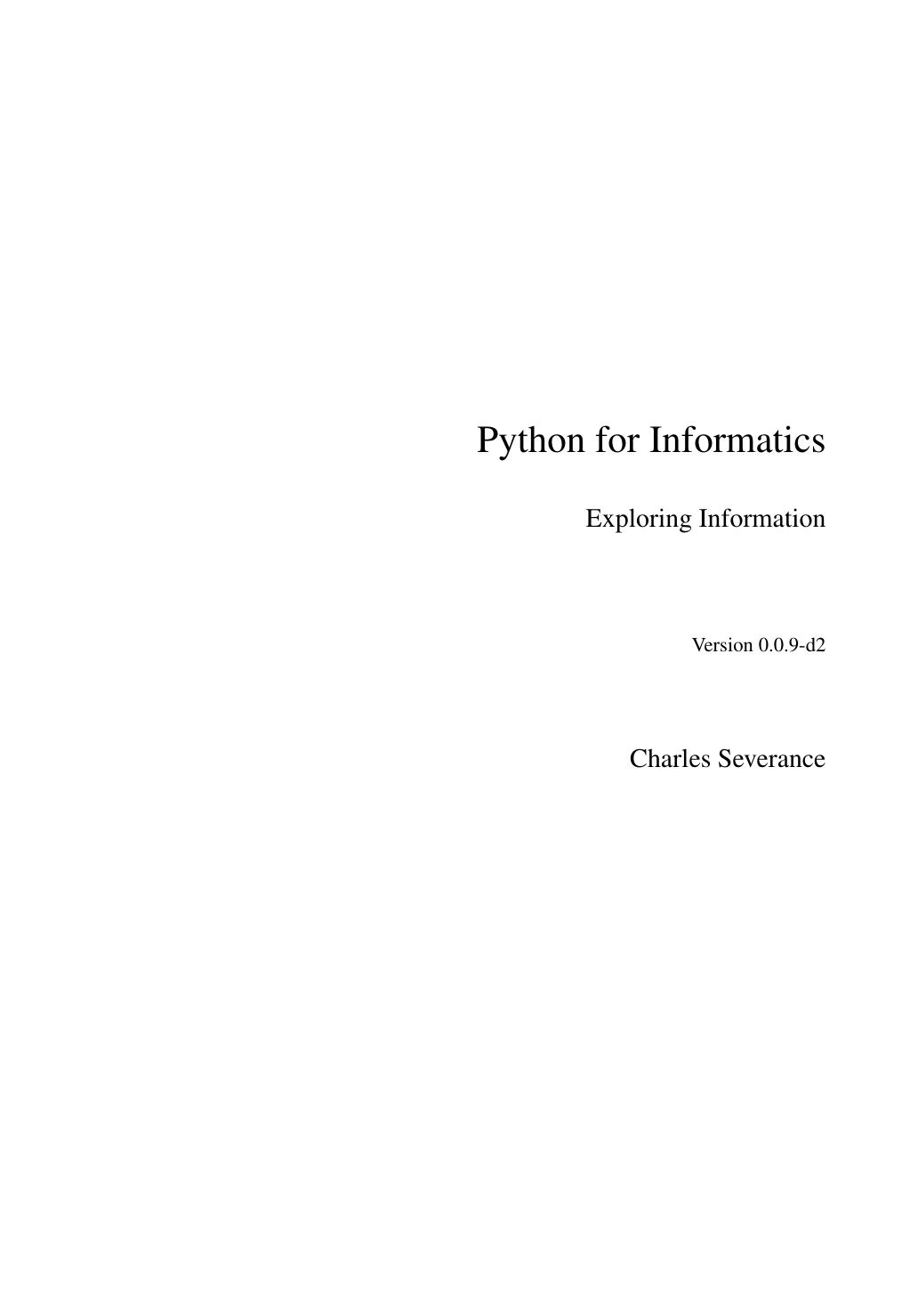 Python for Informatics - Exploring Information by Severance Charles