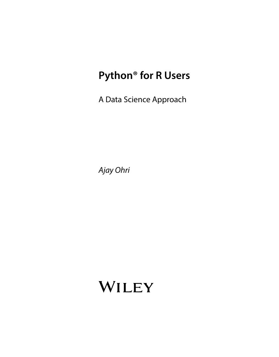 Python for R Users by Ajay Ohri