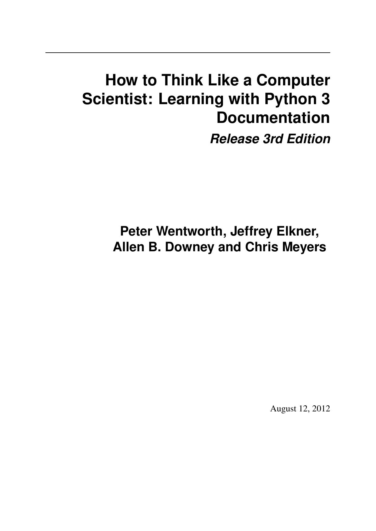 Python for software design: how to think like a computer scientist by Downey Allen B