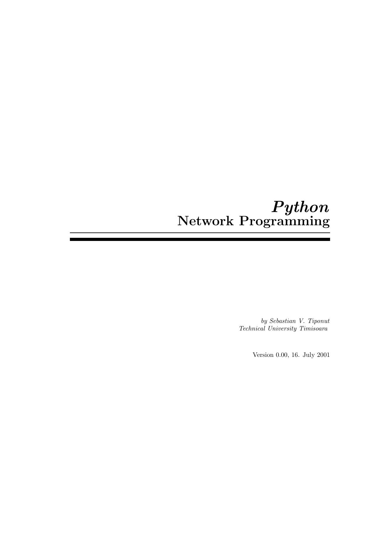 Python network programming by Tiponut S.V