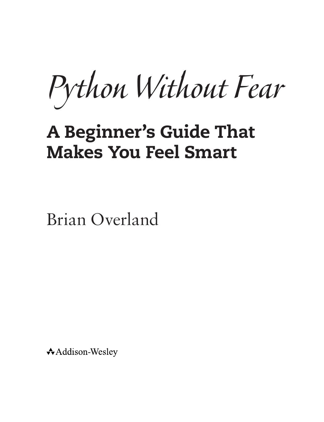 Python without Fear by Brian Overland