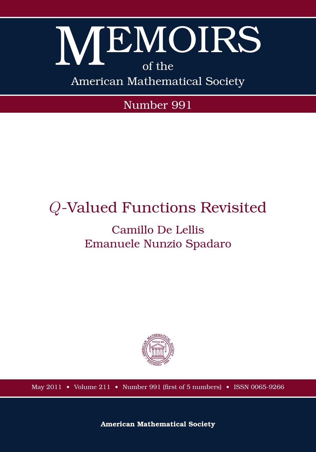 Q-Valued Functions Revisited (Memoirs of the American Mathematical Society) by Camillo De Lellis