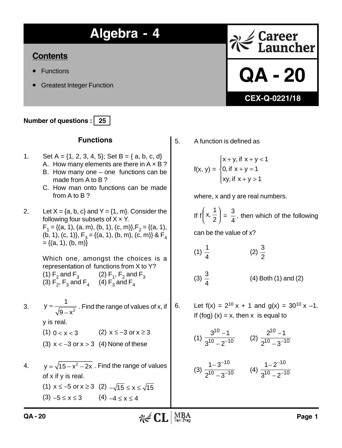 QA-20 Algebra 4 with Solutions by pdf