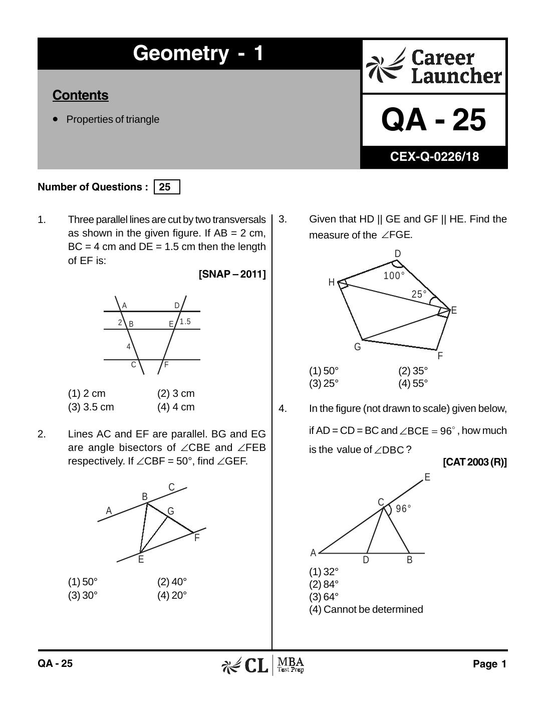 QA-25 Geometry 1 with Solutions by pdf