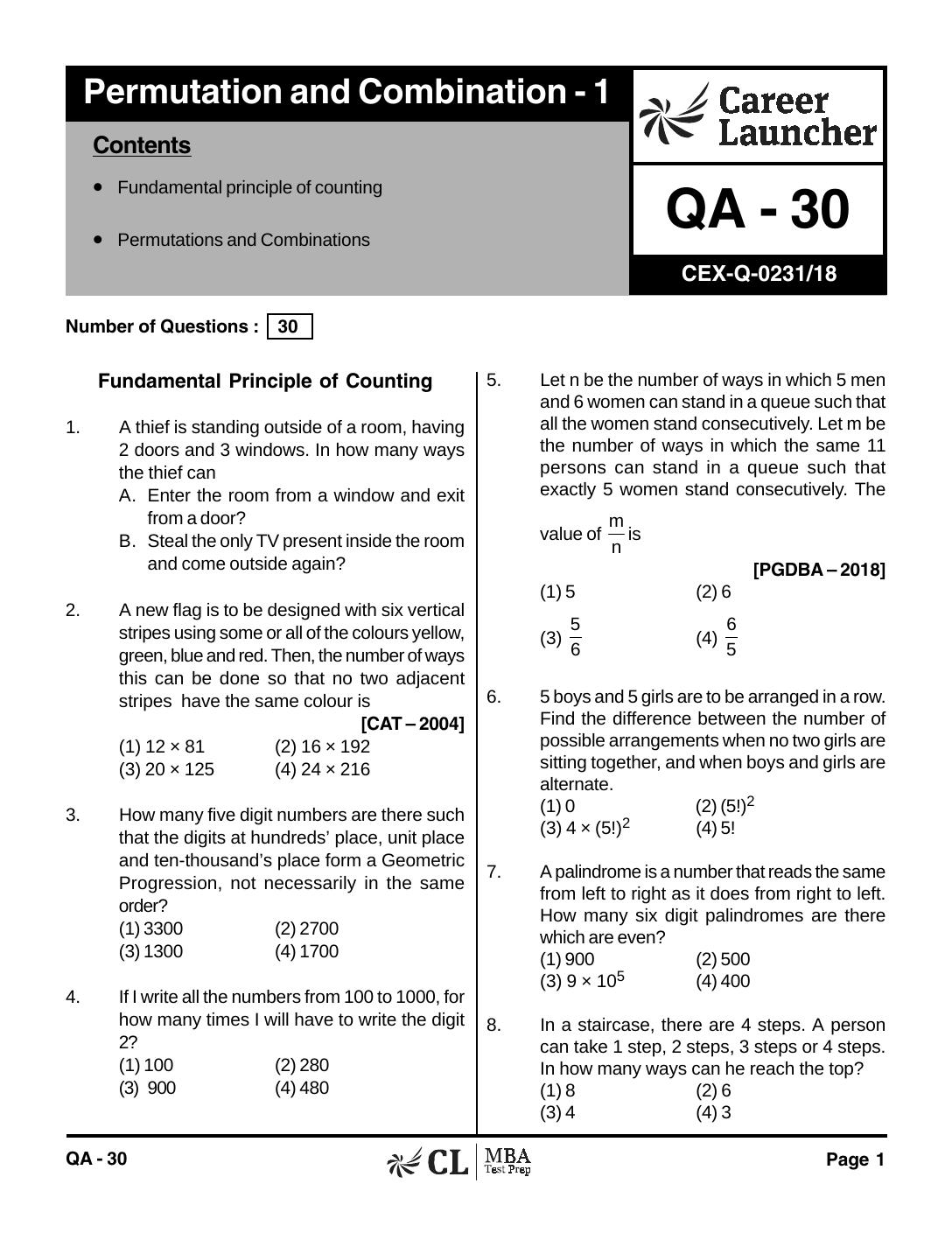 QA-30 P C 1 with Solutions by pdf