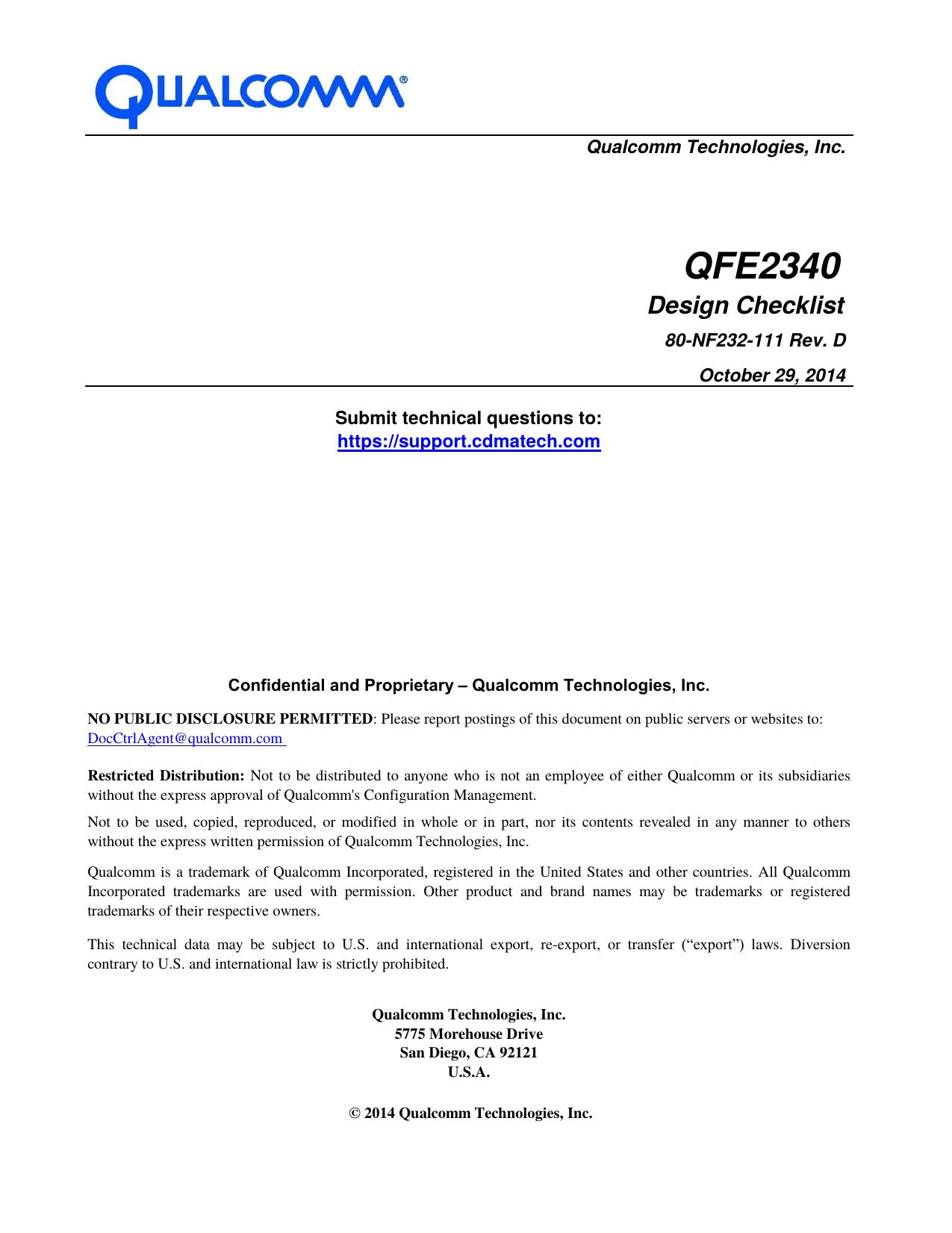 QFE2340 Design Checklist by Qualcomm Technologies Inc