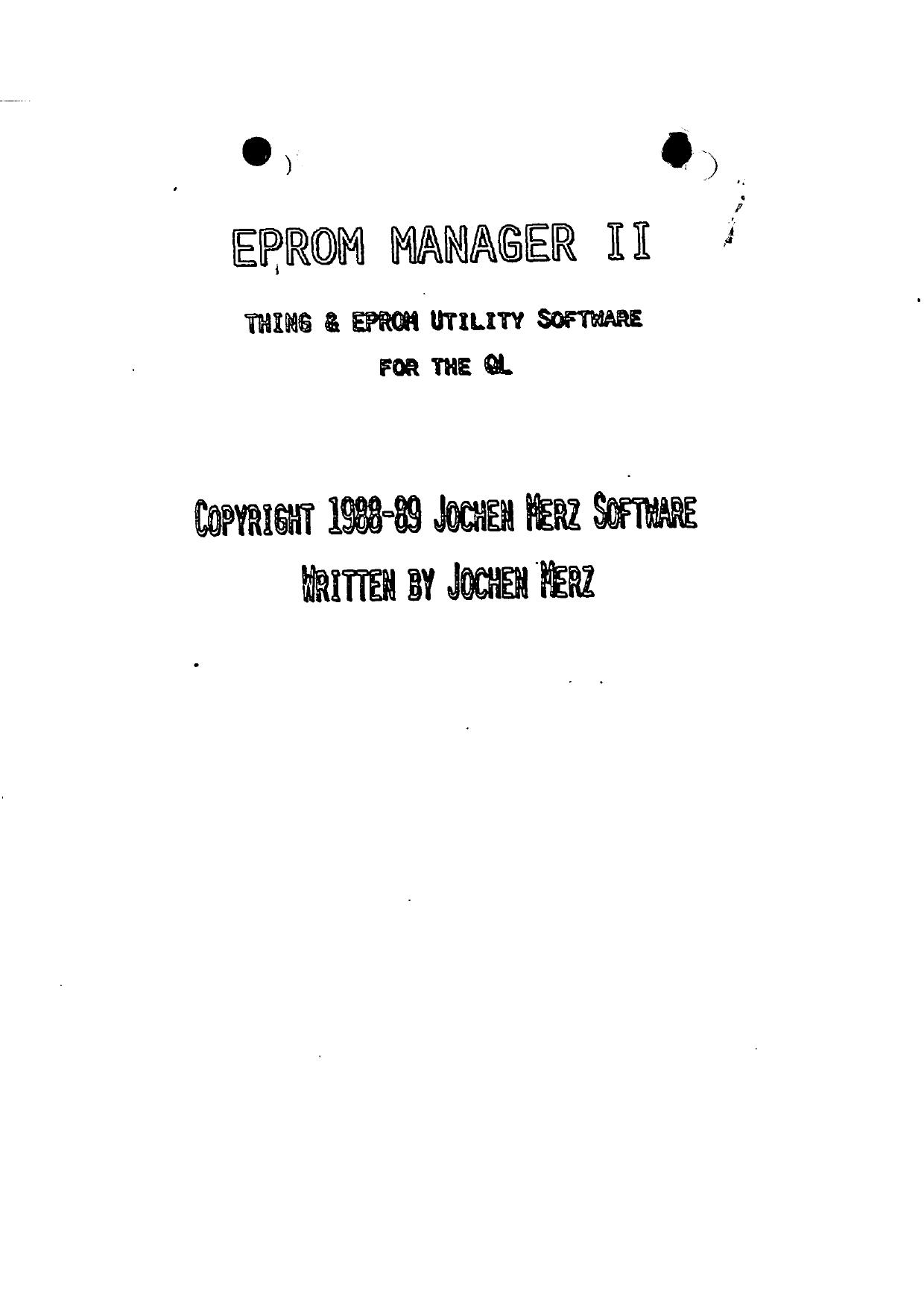 QL Eprom Manager II Manual by Gen