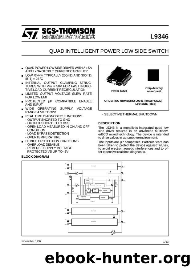 QUAD INTELLIGENT POWER LOW SIDE SWITCH by SGS-THOMSON Microelectronics