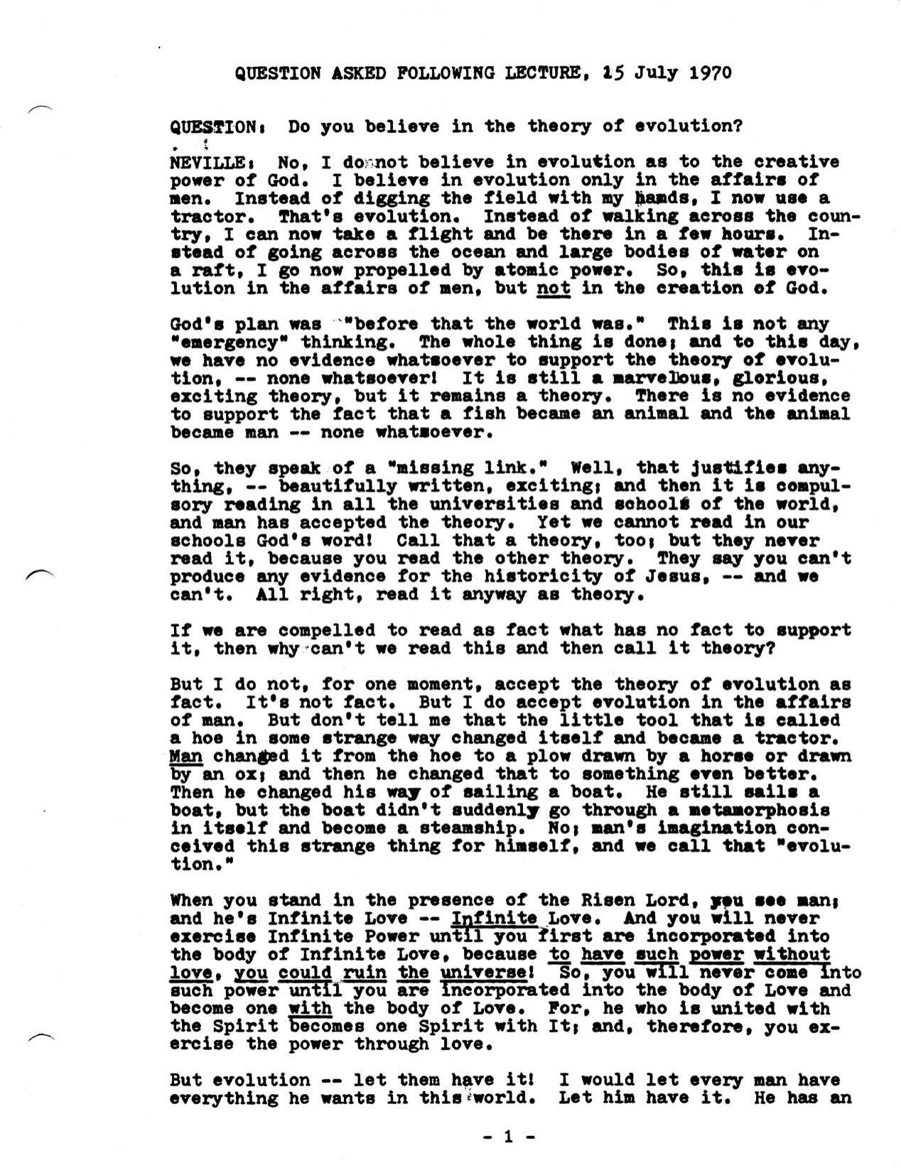 QUESTION AND ANSWER by Neville Goddard