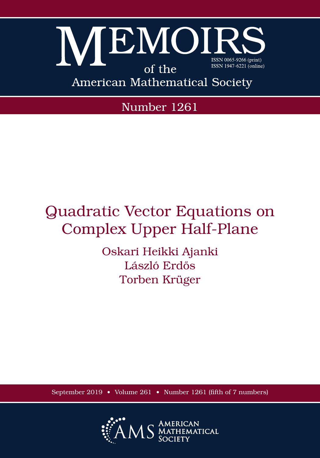 Quadratic Vector Equations on Complex Upper Half-Plane by Oskari Ajanki; László Erdős