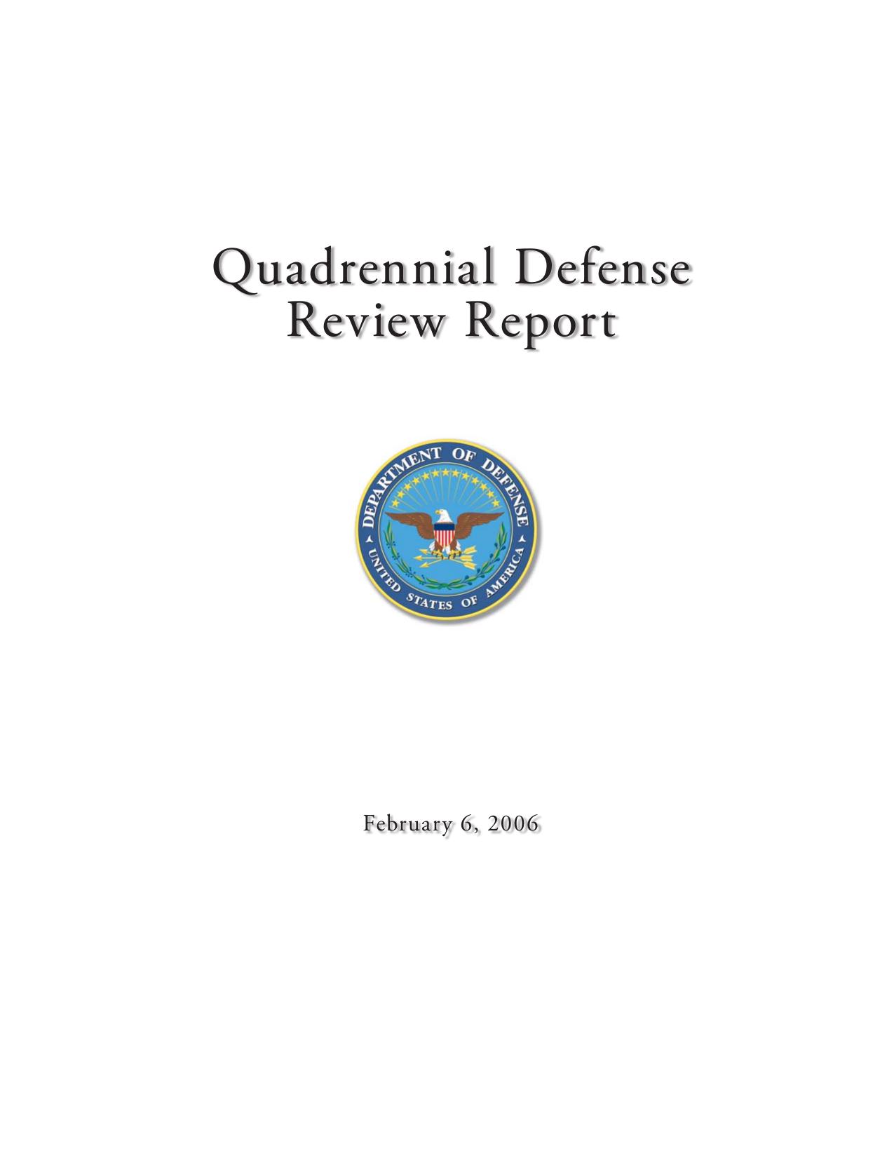 Quadrennial defense review report by Donald Rumsfeld; United States. Dept. of Defense
