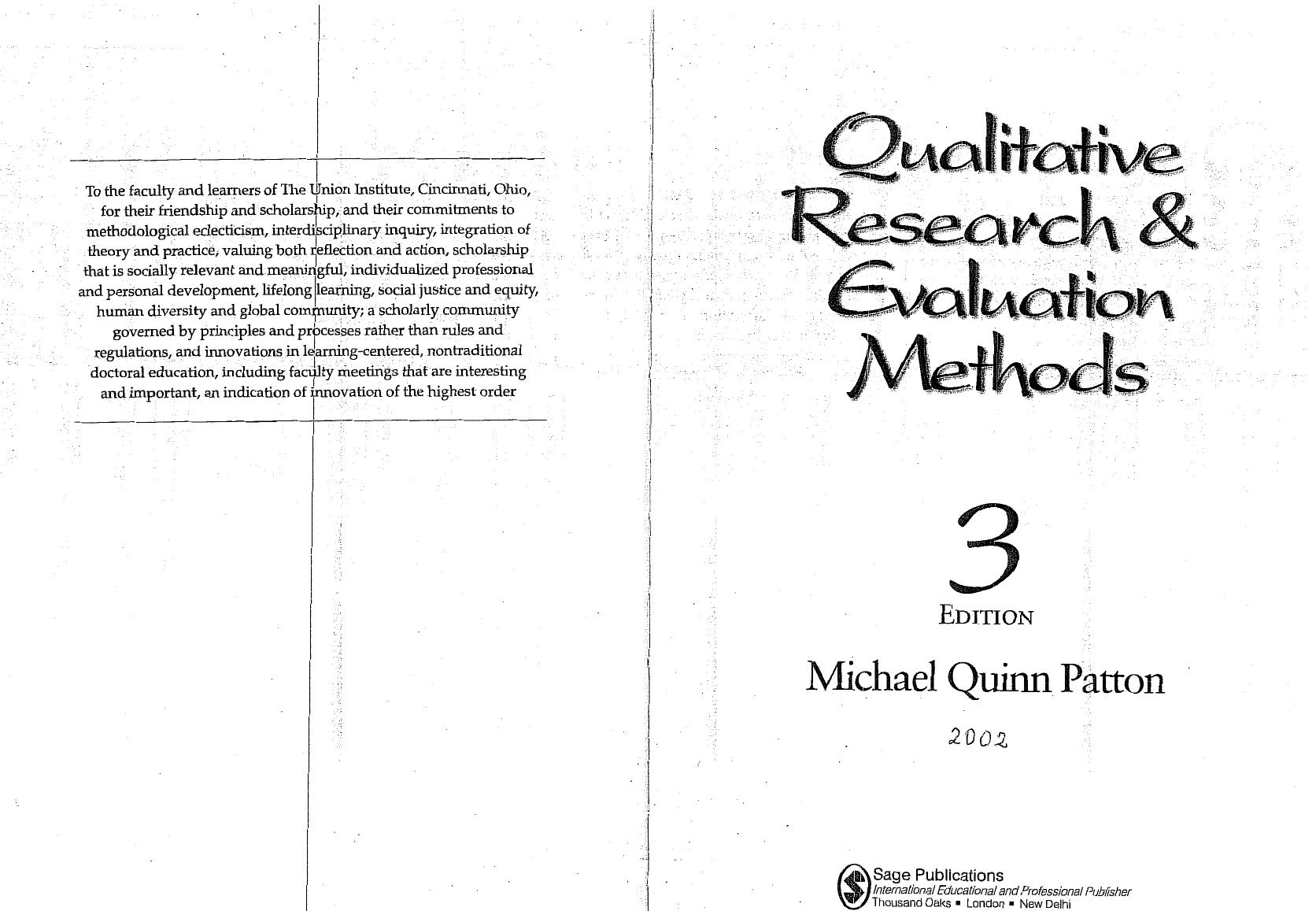 Qualitative Research & Evaluation Methods by Michael Quinn Patton