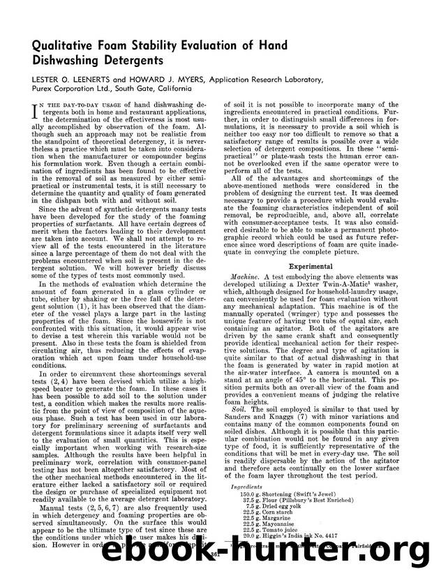 Qualitative foam stability evaluation of hand dishwashing detergents by Unknown