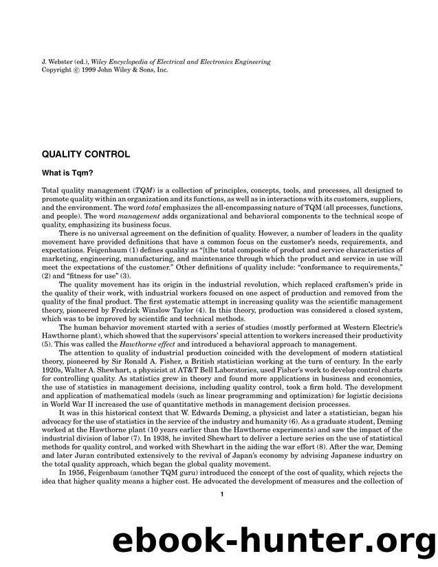 Quality Control". In: Wiley Encyclopedia of Electrical and Electronics Engineering by Unknown