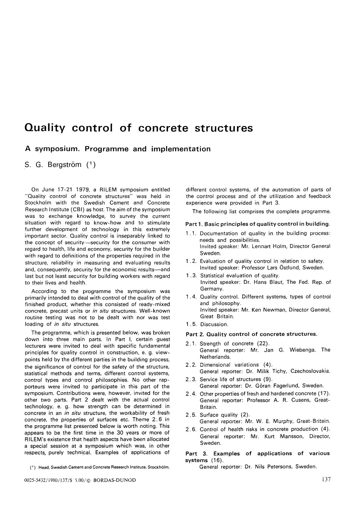 Quality control of concrete structures by Unknown