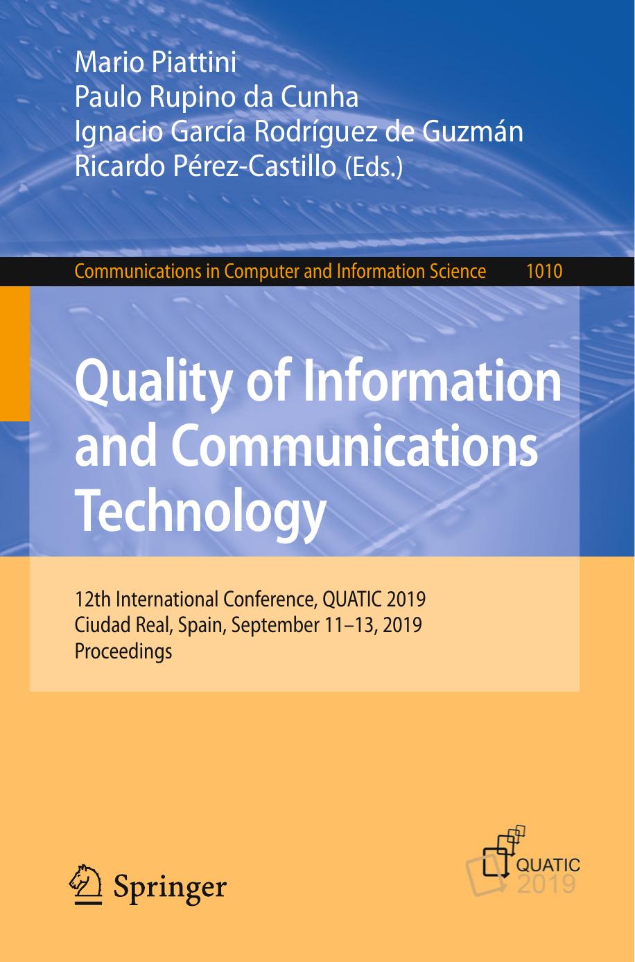 Quality of Information and Communications Technology by Unknow